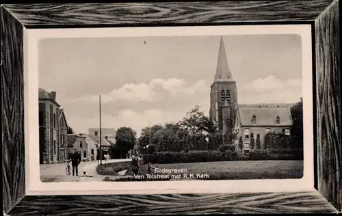 Präge Passepartout Ak Bodegraven Südholland, Van Tolstraat met R. K. Kerk