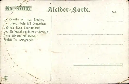 Ak Deutsche Mode, Kleiderkarte, Bezugsschein Feigenblätter, Zeitungspapier, Badehose Nationalfarben