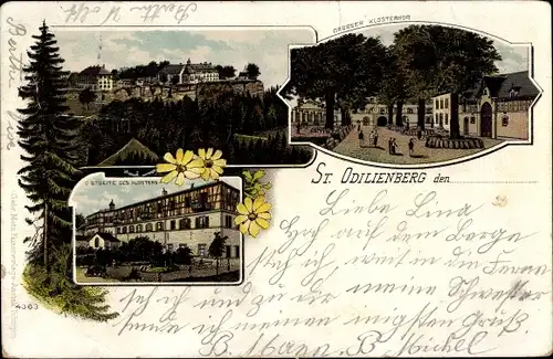 Litho Obernai Elsass Bas Rhin, St. Odilienberg, Mont Sainte Odile, Kloster