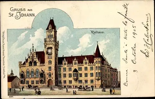Litho St. Johann Saarbrücken im Saarland, Rathaus
