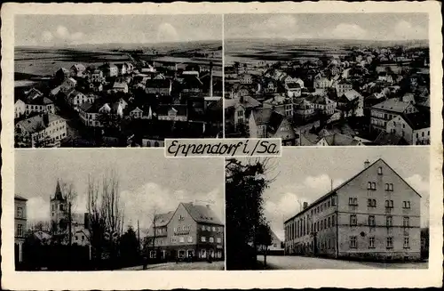 Ak Eppendorf in Sachsen, Panorama, Teilansicht mit Kirche, Geschäftshaus