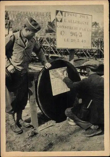 Ak Scheibenhardt in der Pfalz, Premier village occupe par les troupes francaises 1945