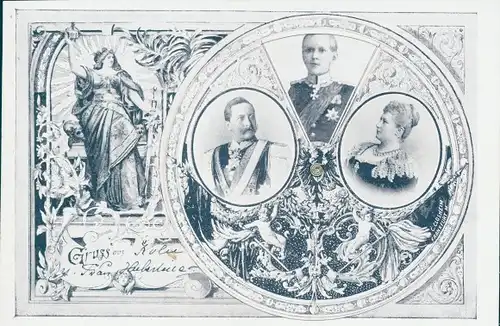 Mechanische Ak Kaiser Wilhelm II.,Kaiserin Auguste Viktoria, Kronprinz Wilhelm, Deutsches Kaiserhaus