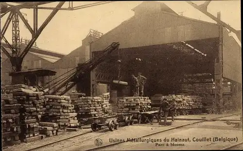 Ak Couillet Charleroi Hennegau, Usines Metallurgiques du Hainaut, Parc a blooms