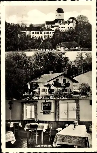 Ak Grafing bei München Oberbayern, Schloss Oelkofen, Cafe Waldeck, Innenansicht