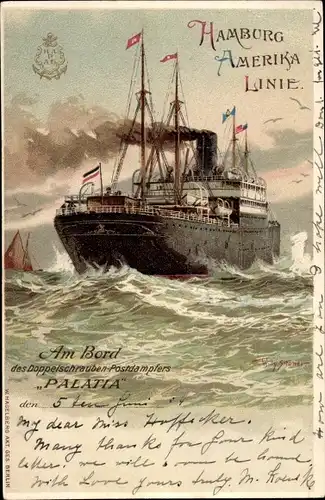 Künstler Litho Stöwe, Willy, Dampfschiff Palatia, HAPAG