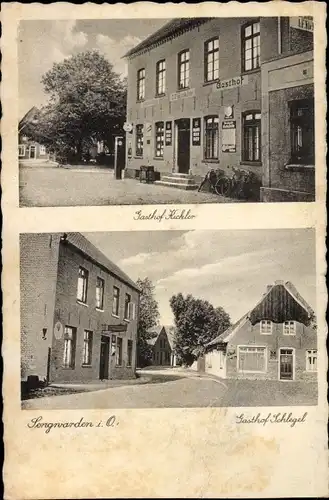 Ak Sengwarden Wilhelmshaven an der Nordsee, Gasthof Schlegel, Kichler, Tankstellle