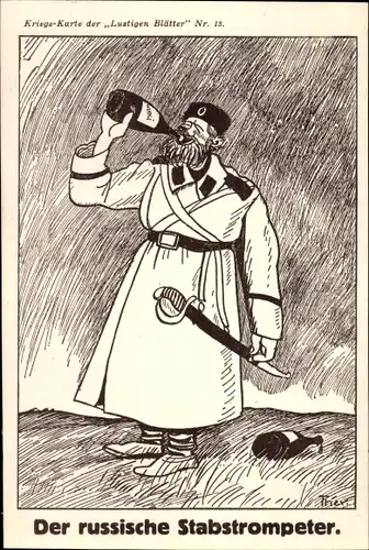 Künstler Ak Der russische Stabstrompeter, Kriegskarte der Lustigen Blätter Nr. 13