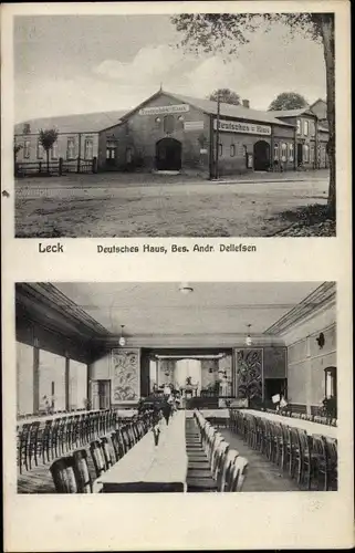 Ak Leck in Nordfriesland, Gasthaus Deutsches Haus, Innenansicht
