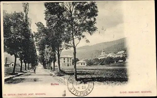 Ak Buttes Kanton Neuenburg, Blick auf den Ort