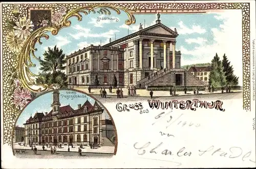 Litho Winterthur Kt Zürich Schweiz, Stadthaus, Postgebäude