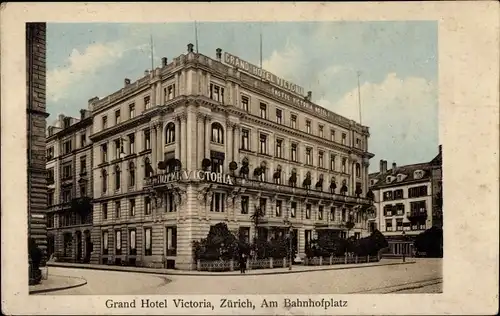 Ak Zürich Stadt Schweiz, Grand Hotel Victoria, Bahnhofplatz