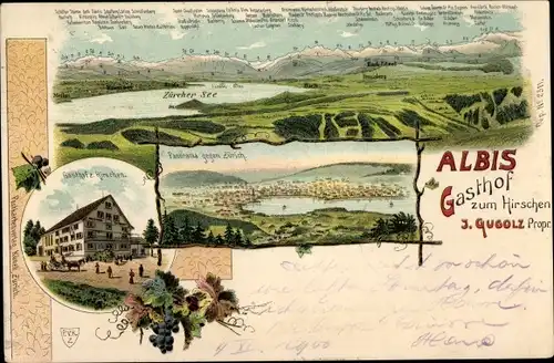 Litho Albis Kanton Zürich, Gasthof zum Hirschen, Zürcher See