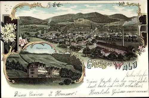 Litho Wald Kanton Zürich, Totalansicht der Ortschaft, Sanatorium