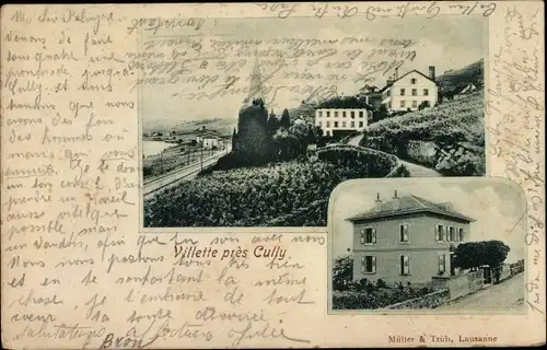 Ak Villette Cully Bourg en Lavaux Kt. Waadt, Ortsansichten