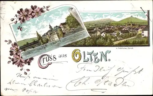 Litho Olten Kanton Solothurn, Blick auf den Ort