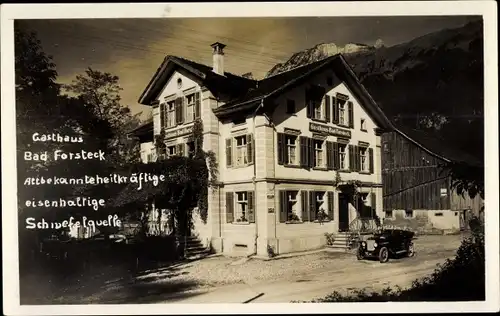 Foto Ak Sennwald Kt. St. Gallen Schweiz, Gasthaus Bad Forsteck, Automobil