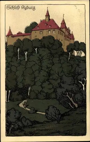 Steindruck Ak Kyburg Kanton Zürich, Blick zum Schloss