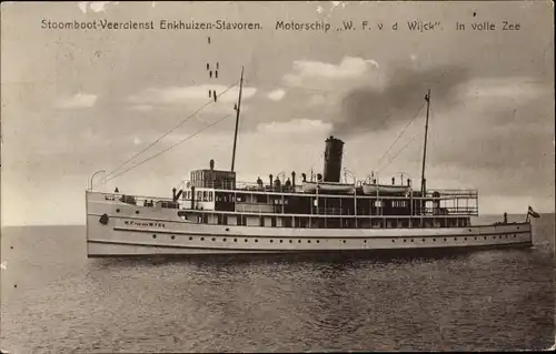 Ak Nordholland Niederlande, Stoomboot Veeralenst Enkhuizen Stavoren, Motorschip W. F. v. d. Wijck