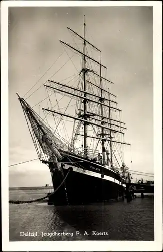 Ak Delfzijl Groningen, Jeugdherberg P. A. Koerts, Segelschiff