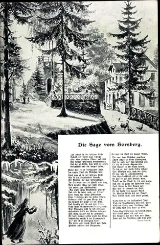 Ak Dresden Schönfeld Weißig Borsberg, Sage vom Borsberg