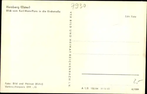 Ak Herzberg an der Elster, Blick vom Karl-Marx-Platz in die Kirchstraße