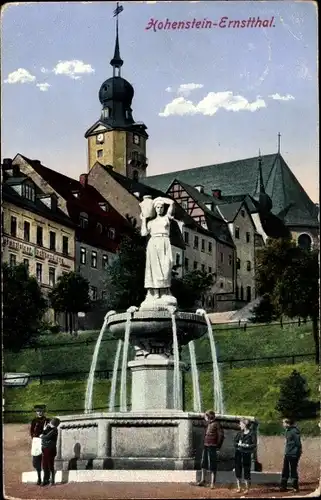 Ak Hohenstein Ernstthal Sachsen, Kinder an einem Brunnen
