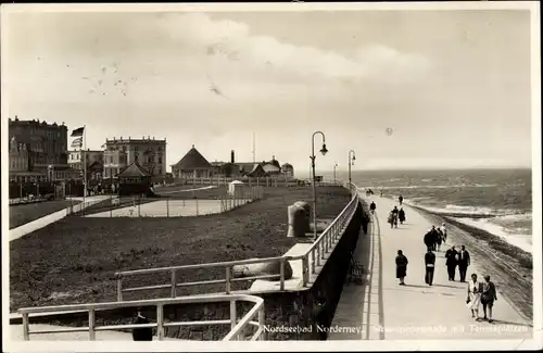 Ak Nordseebad Norderney Ostfriesland, Strandpromenade mit Tennisplätzen