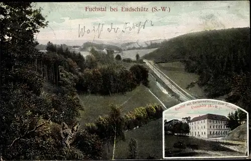 Ak Endschütz in Thüringen, Fuchstal, Gasthof mit Gartenrestaurant Zum Fuchstal