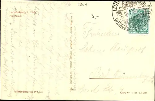 Ak Leutenberg in Thüringen, Marktplatz, Schwarzburger Hof