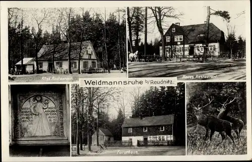 Ak Reudnitz Mohlsdorf in Thüringen, Weidmannsruhe, Altes Restaurant, Neues Restaurant , Forsthaus