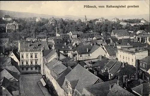 Ak Pößneck in Thüringen, Panorama vom Rathausgiebel gesehen