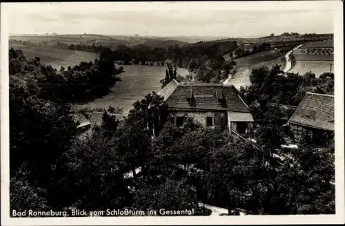 Ak Ronneburg in Thüringen, Blick vom Schlossturm ins Gessental