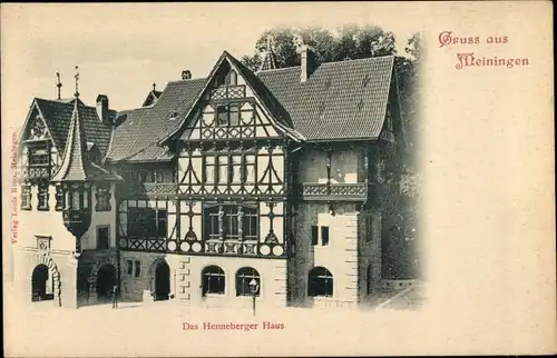 Ak Meiningen in Thüringen, Das Henneberger Haus, Fachwerkhaus, Außenansicht