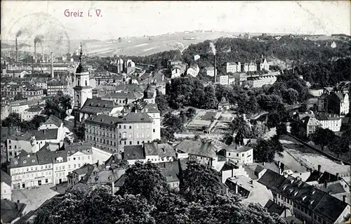 Ak Greiz in Thüringen, Ort aus der Vogelschau