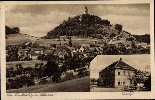 Ak Seitenroda in Thüringen, Blick auf Ortschaft mit Leuchtenburg, Gasthof Seitenroda