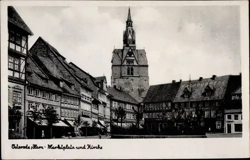 Ak Osterode am Harz, Marktplatz und Kirche