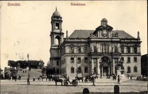 Ak Dresden Altstadt, Ständehaus, Brühlsche Terrasse, Kutsche