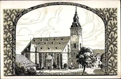 Künstler Ak Major, A., Schneeberg im Erzgebirge, St. Wolfgangs Kirche