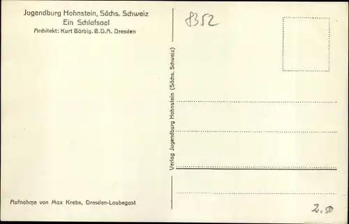 Ak Hohnstein Sächs. Schweiz, Jugendburg, Blick in den Schlafsaal