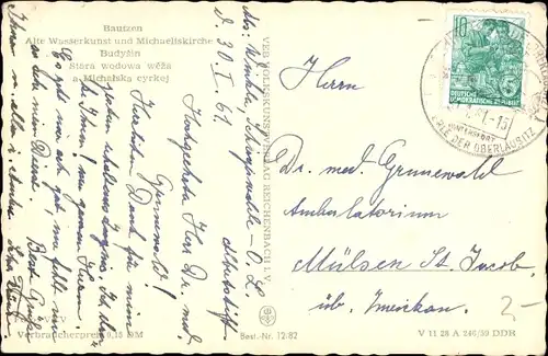 Ak Bautzen in der Oberlausitz, Alte Wasserkunst, Michaeliskirche