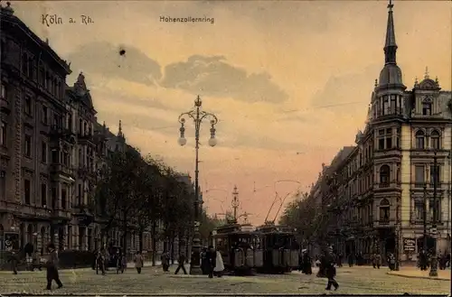 Ak Köln am Rhein, Hohenzollernring, Straßenbahnen