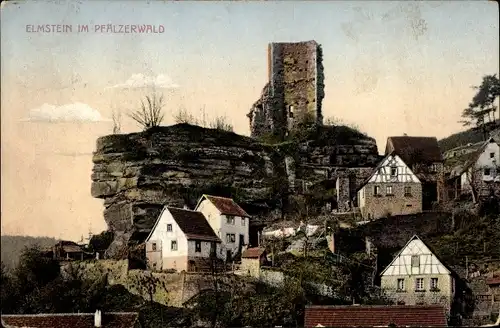 Ak Elmstein in der Pfalz, Teilansicht und Ruine