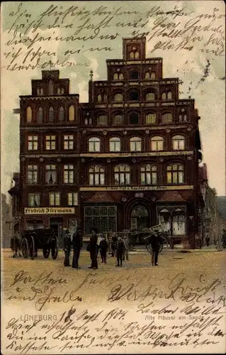 Ak Lüneburg in Niedersachsen, Alte Häuser am Sande, Giebelhäuser