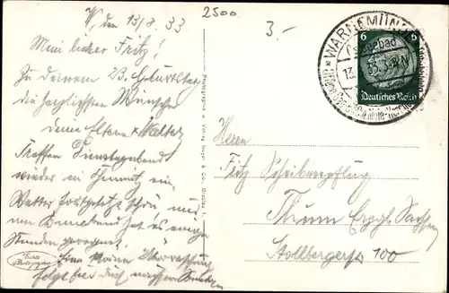 Ak Ostseebad Warnemünde Rostock, Mole, Fährschiff