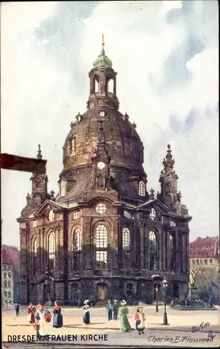 Künstler Ak Flower, Charles, Dresden, Frauenkirche, Tuck 728