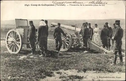 Ak Camp de Coëtquidan Morbihan, Manoeuvres de la nouvelle piece de 155