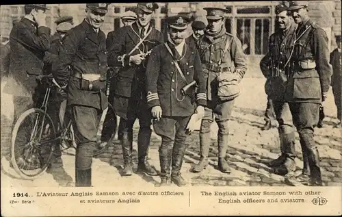 Ak English aviator Samson with other officers and aviators, britische Soldaten, I. WK