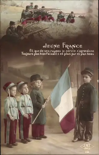 Ak Jeune France, Kinder in französischen Uniformen