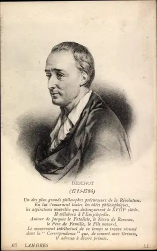 Ak Französischer Schriftsteller Denis Diderot, Portrait